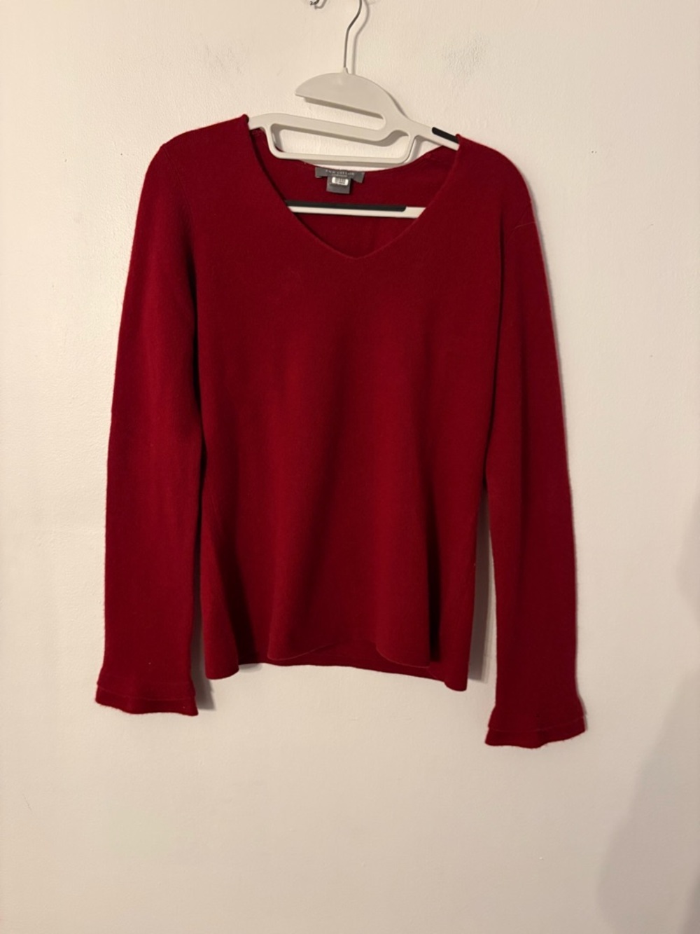 Ann Taylor Cashmere V-Neck Sweater in Deep Red